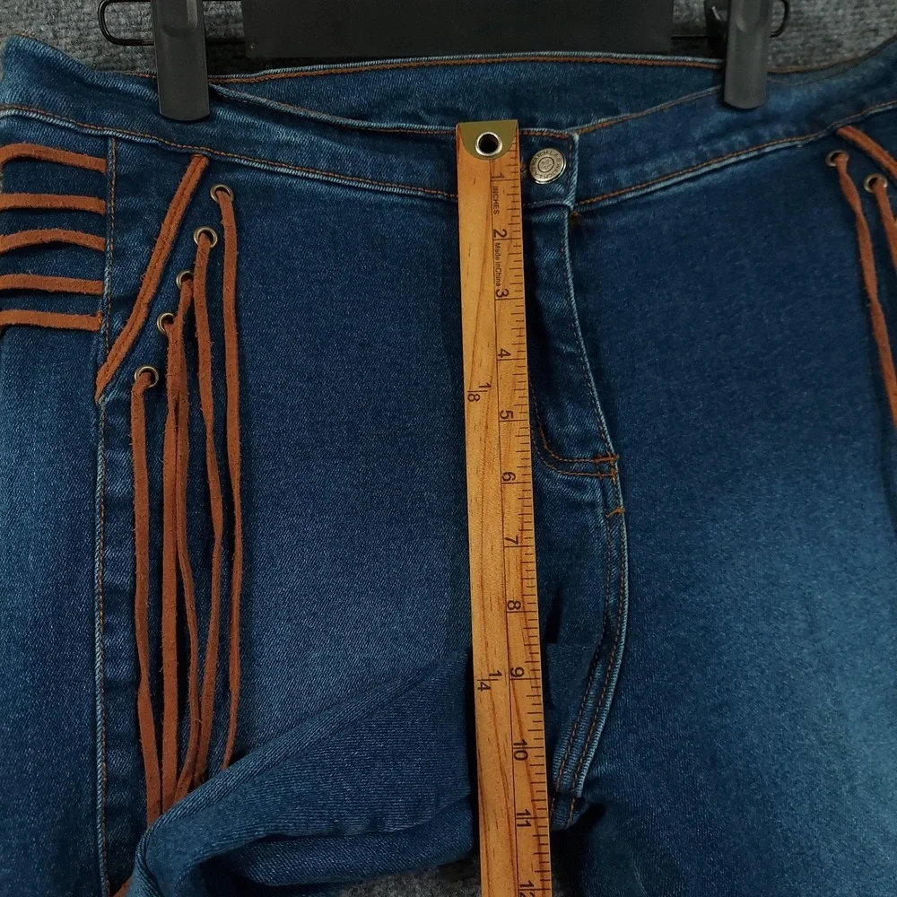 Watch L.A. Jeans Womens 32x32 Fringe Flare  Blue Cowboy Western Stretch 90s Boho